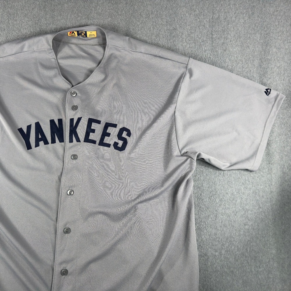 VTG‎ New York Yankees Majestic Stitched Logo Baseball Jersey Men's 4XT Gray